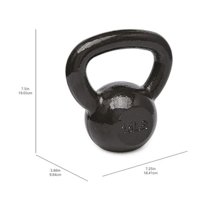 Amazon Basics Cast Iron Kettlebell for Strength Training, Textured Wide Handle, Black