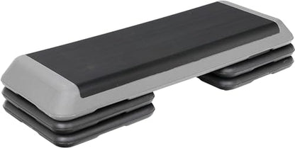 43" Exercise Aerobic Step Platform, Adjustable Fitness Stepper, with 4 Removable Risers for Home Gym Cardio Strength and Training - color: Black