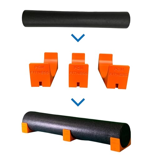 PCM Foam Roller Stabilizers Fits 6" Diameter Foam Rollers - Set of 3 Fitness Training Equipment (3, Orange (Without Foam Roller))