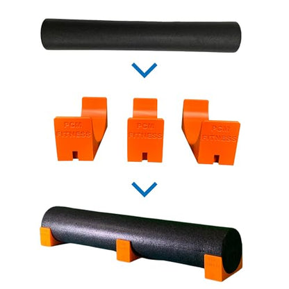 PCM Foam Roller Stabilizers Fits 6" Diameter Foam Rollers - Set of 3 Fitness Training Equipment (3, Orange (Without Foam Roller))