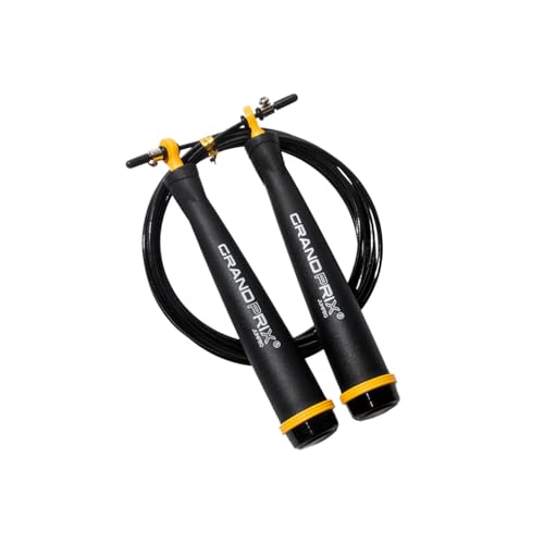 Jump Rope for Men and Women (Grand Prix Ultra Speed Series) – Adjustable Wire Rope for CrossFit, Boxing, and Fitness Training – Smooth, Fast, Tangle-Free Rotation (Made in Korea) - color: Black/Yellow
