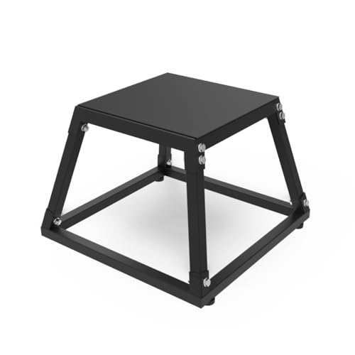 Plyometric Jump Box, Steel Plyo Platform and Jumping Box, Anti-Slip Exercise Step Up Box for Home Gym Training - color: Black, size: 12 Inch