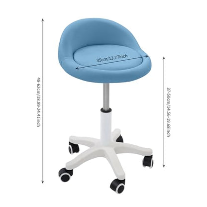 Beauty Salon Chair, Height Adjustable Rolling Swivel Salon Stool, Ergonomic Swivel Seat with Low Backrest and Wheels, Office Drafting Chair for Hair Salon, Spa Center, Embroidery Studio (Blue)
