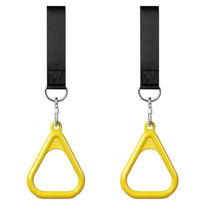 LadyRosian Trapeze Bar Swing Monkey Bars Hanging Ninja Rings Warrior Slackline Obstacle Course Kits for Kid Playground Equipment Accessories (Yellow)