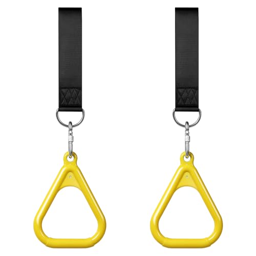 LadyRosian Trapeze Bar Swing Monkey Bars Hanging Ninja Rings Warrior Slackline Obstacle Course Kits for Kid Playground Equipment Accessories (Yellow)