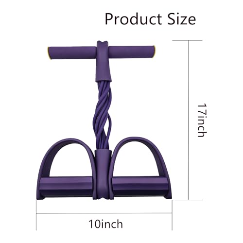 Pedal Resistance Band with Handles, 8-Tube Foot Exercise Band for Home Workout, Full Body Fitness Pull Rope for Abs, Arms, Legs, Non-Slip Foam Grips, 2 Pack