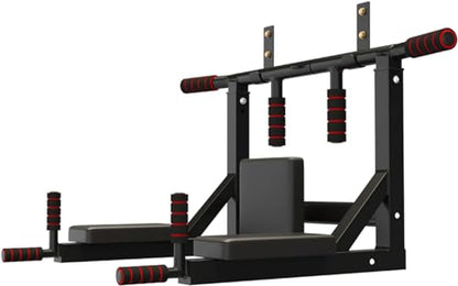 Wall Mounted Pull Up Bar - Heavy Duty Strength Training Fitness Equipment, Multifunctional Power Tower Dip Station Support to 550lbs