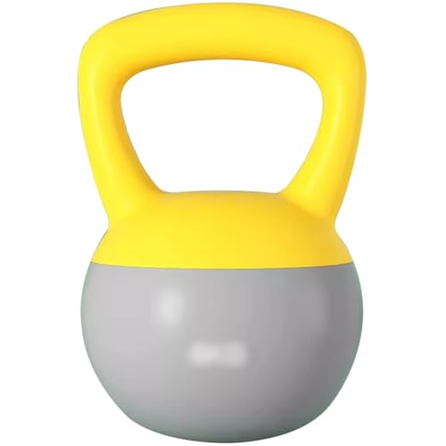 Kettlebell Weights Women's Fitness Shaping Soft Kettle Bells, Home Squat Dumbbell, Strength Training Equipment, No Damage to The Floor(Yellow-Grey,5kg)