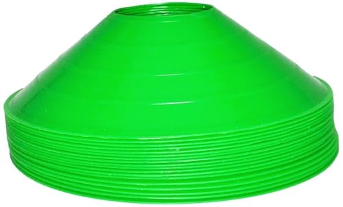 BlueDot Trading Sport Disc Cones in High Visibility Colors for Agility Training, Soccer, Football, Field Cone Markers for Adults or Kids, (12-Pack), Green