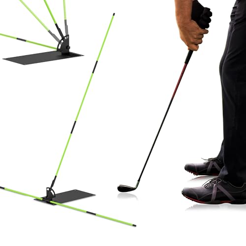 Golf Alignment Sticks - Golf Sticks Alignment Holder Plate, Golf Alignment Rods Aid for Aiming, Putting, Full Swing Trainer, Posture Corrector Golf Training aid - color: Green