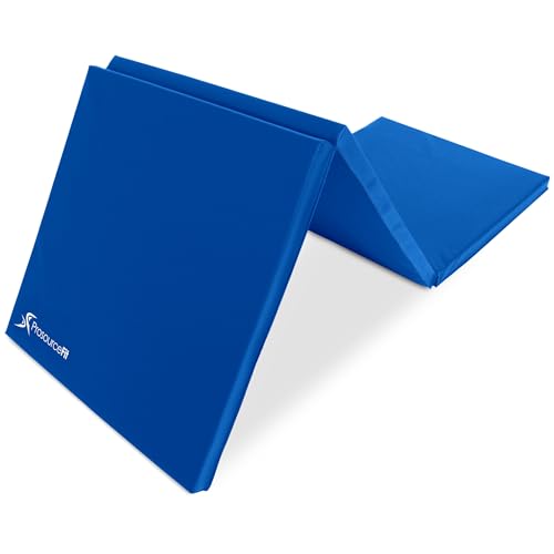 ProsourceFit Tri-Fold Folding Thick Exercise Mat 6’x2’ with Carrying Handles for MMA, Gymnastics, Stretching, Core Workouts - color: Blue, style: PACK OF 1