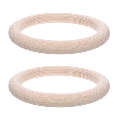FOMIYES Wooden Gymnastic Rings Set 2pcs with 28mm Birch Wood Rings Strength Training Fitness Hoops for Home Gym Full Body Workout and Pull up Exercise Equipment