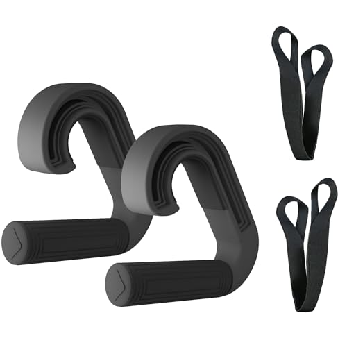 Pull Up Handles Neutral Grip: Portable Barbell Grip with 2 Detachable Straps for Cable Machine LAT Pull Down T-bar Row Deadlift Shrug - color: Black