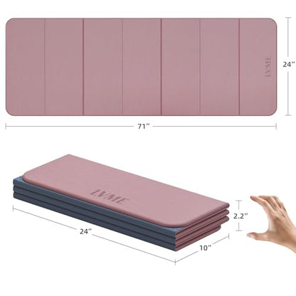 Foldable Yoga Mat 0.32 inches Thick(8mm), SGS Certified POE Material | Non Slip, 71 x 24 inches, Foldable for Travel, Pilates, Camping, Environmental Sports Mat, Odorless