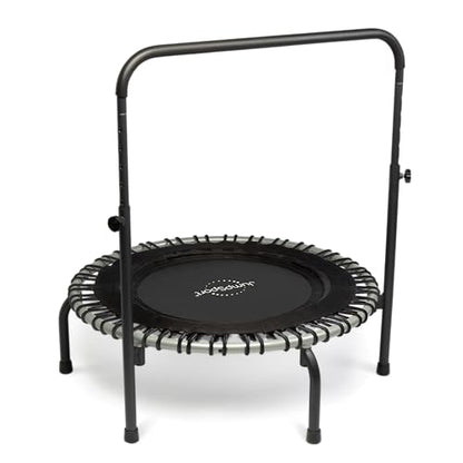 JumpSport 39" Fitness Trampoline and Handle Bar | Model 350i | Matte Black | Exercise Rebounder | 30 Adjustable Bungees | 275 lb Wt. Rating