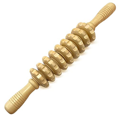 2 in 1 Wooden Back Massager Roller Rope & Handheld Roller Massager Stick, Relax Fascia, Cellulite, Muscle, Back & Abdomen, Therapy Lymphatic Anti Cellulite Muscle Recovery Massage Tool