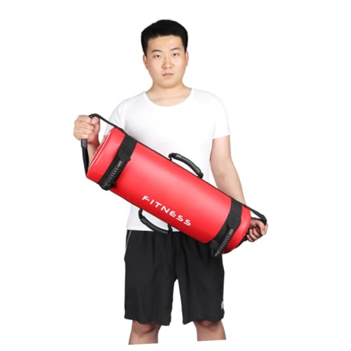 Heavy Duty Workout Sandbag 5kg, Red Leather Training Bag for Cross-Training