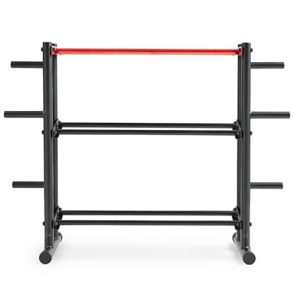 Sunny Health & Fitness Multi-Weight Storage Rack Stand for Dumbbells, Kettlebells, Olympic Weight Plates, Barbell, Medicine Ball - style: 3-Tier Rack