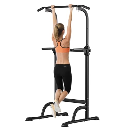 Pull Up Bar,Home Tower Pull Up Dip Station with 10 Gears Adjustment,Adjustable Height Dip Stand Exercise Equipment for Home Gym Bearing 330LBS