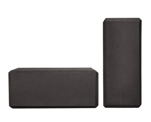 Mune Yoga Block Set of 2 Black High Density EVA Foam Non-Slip Surface to Deepen Yoga Poses Improve Strength Balance Flexibility