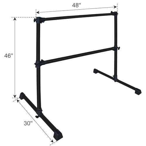 4FT Freestanding Ballet Barre,Adjustable Height 6.7–46", Portable Double Dance Bar for Home Ballet Training,Stretching, Pilates,Kids & Adults – Non-Slip, Easy Assembly & Storage - color: Black + Steel
