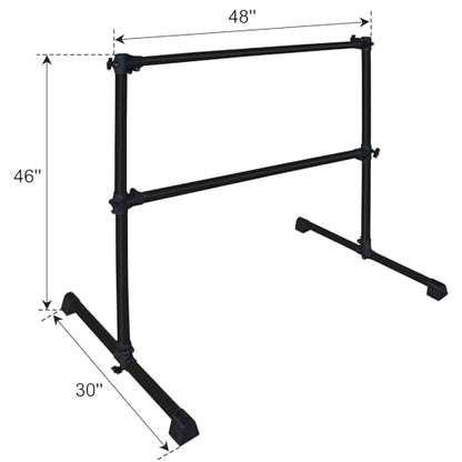 4FT Freestanding Ballet Barre,Adjustable Height 6.7–46", Portable Double Dance Bar for Home Ballet Training,Stretching, Pilates,Kids & Adults – Non-Slip, Easy Assembly & Storage - color: Black + Steel