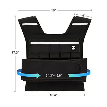 ZELUS Weighted Vest with Adjustable Weights for Home Workouts - color: 45lb Black