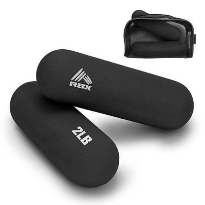 RBX 4LB Pair Neoprene Hand Weight Bars, Ergonomic Pill Shape Weights, Non-Slip Grip, Balanced Design for Controlled Workouts, Includes Mesh Storage Bag, Home Exercise Equipment - color: Black