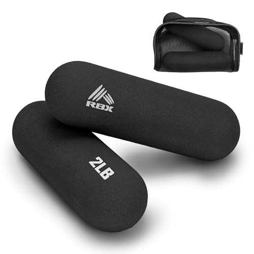 RBX 4LB Pair Neoprene Hand Weight Bars, Ergonomic Pill Shape Weights, Non-Slip Grip, Balanced Design for Controlled Workouts, Includes Mesh Storage Bag, Home Exercise Equipment - color: Black