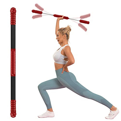 Fitness Bar, Elastic Resistance Exercise Bar for Strength Training - color: Red