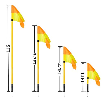 5FT Soccer Corner Flags for Soccer Field Set of 4,Soccer Flags Agility Poles Soccer Training Poles,Spring Loaded Adjustable Speed and Agility Training Equipment With Storage Bag