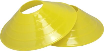 BlueDot Trading High Visibility Disc Cones for Sports, Agility Training, Soccer, Football, Field Cone Markers for Adults or Kids, Yellow, 50-Pack