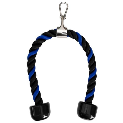 Heavy Tricep Rope Cable Machine Accessories Nylon Tricep Rope for LAT Pull Down Pulley System Attachment, for Home Gym Weight Fitness with Carabiner - color: Blue&Black