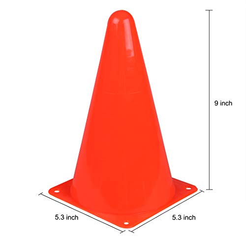 CARTMAN Plastic Training Cones (Set of 12/24 Pack 9" or 12/24 Pack 7" or 12/24 Pack Disc Cone) Agility Soccer Cones, Indoor Outdoor and Festive Events Field Marker Agility Cones - style: 9" 12pk
