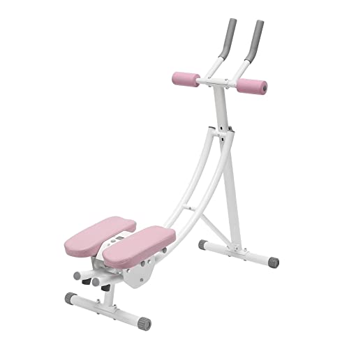 Abdominal Trainers,Ab Workout Equipment, Ab Machine with Height Adjustable,Foldable Abdominal Exercise Machine with LED Display - color: Pink-1