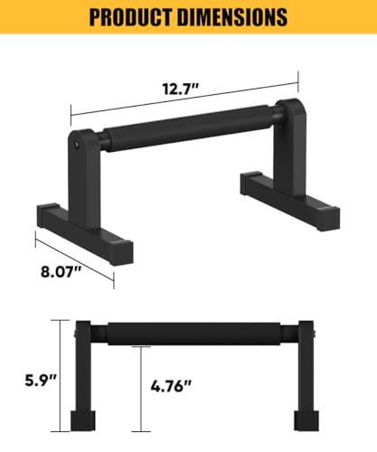 Push Up Bars, Heavey Duty Parallettes Dip Bar with Non-slip Grips for Calisthenics Planche L Sit Handstand Fitness Floor Workout, Pushup Station Handles Stand for Gym Strength Training