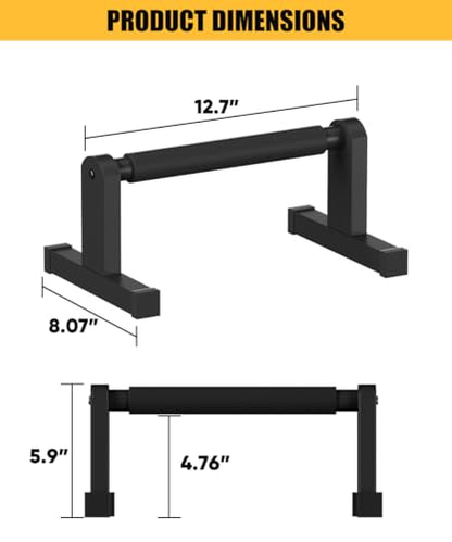 Push Up Bars, Heavey Duty Parallettes Dip Bar with Non-slip Grips for Calisthenics Planche L Sit Handstand Fitness Floor Workout, Pushup Station Handles Stand for Gym Strength Training