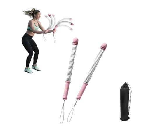 Portable Ropeless Battle Ropes Sticks Adjustable Weight for Home Gym,Three Colors Available (Pink)