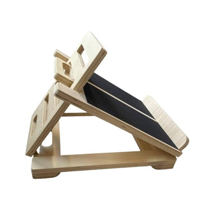 Baoblaze Wooden Slant Board Adjustable Levels Foldable Anti Slip Calf Calf Stretcher for Ankles Fitness Pilate Strength