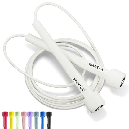 SPORTBIT Adjustable Jump Rope for Fitness and Exercise - color: White