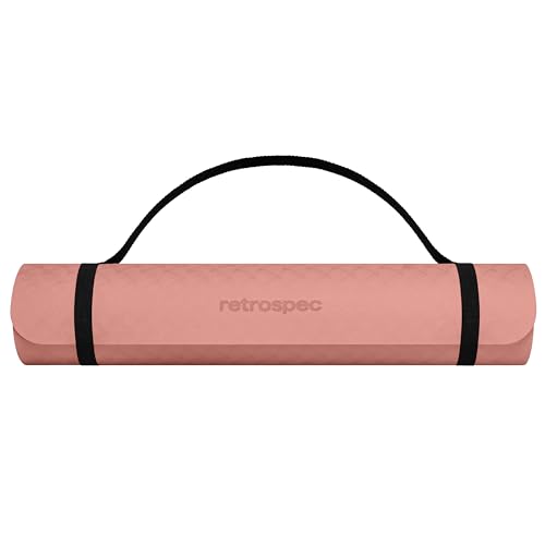 Retrospec Zuma Yoga Mat 6mm Thick Non-Slip TPE Exercise Mat | Cushioned Workout Mat for Yoga Pilates and Home Stretching | 72 x 24 with Carrying Strap