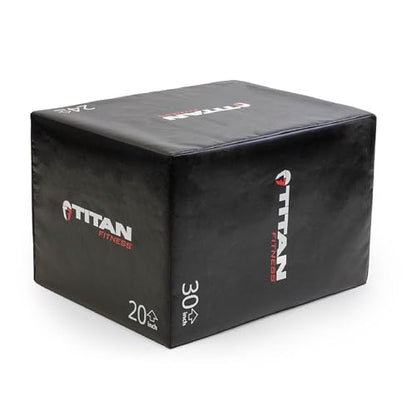 Titan Fitness 3-in-1 Soft Foam Plyometric Box, 20" x 24" x 30", Dense Foam Core with Soft Foam Padding, Plyometric Workouts