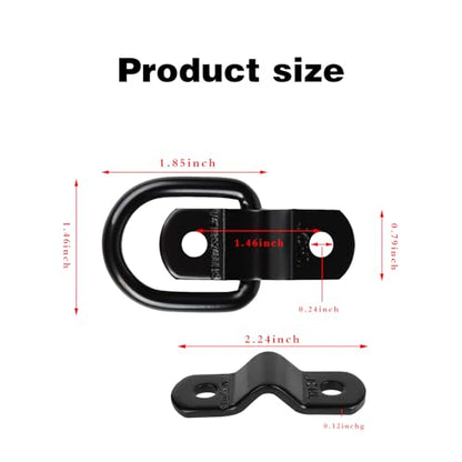 4 PCS D Rings Tie Down Anchors, All-Purpose Trailer Pull Rings, Multifunctional Fastening Buckles, Durable Door Catches, Cargo Mooring Tool Kit, for Most Cars, Trucks and Vans (Black)