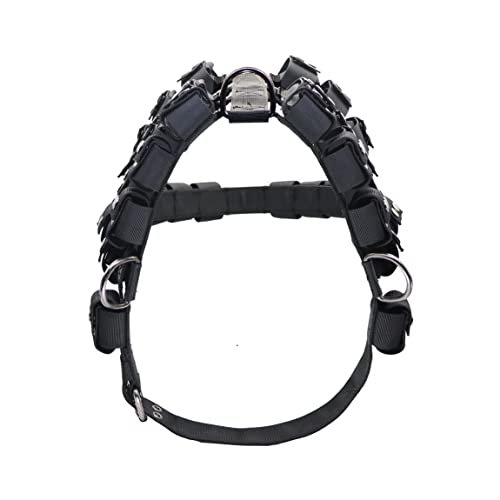 Weighted Tactical Dog Vest, No Pull Harness Symmetric Weight Pockets for Muscle & Weight Loss, Fit Pitbull GSD Husky, Heavy Nylon Service Harness Black - size: Dog's Waist 29.5"-36.5" | VEST ONLY