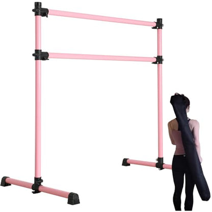 UMEKEN Wood/Aluminum/Steel Ballet Barre 4 Foot Portable Barre Bar Home Adjustable Freestanding Ballet Stretch Dance Bar for Kids Adult with Carry Bag