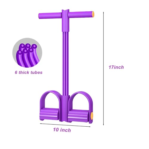 Resistance Band with Pedal Handle 6 Tube Elastic Natural Latex Pull Rope Fitness Bands for Leg Arm Abdomen Waist Stretching Exercising Training - color: Black Purple