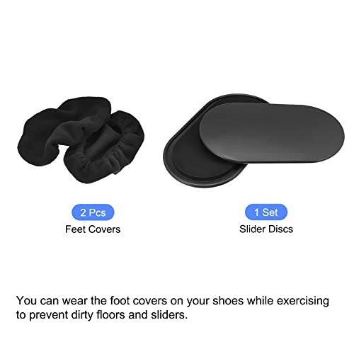 Generic Exercise Core Sliders, Oval Glider Discs with Feet Covers, Dual Sided Usage in Home Gym for Full Body Workout, Black