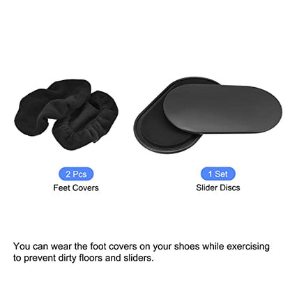 Generic Exercise Core Sliders, Oval Glider Discs with Feet Covers, Dual Sided Usage in Home Gym for Full Body Workout, Black