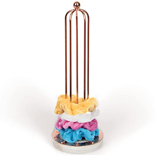 J JACKCUBE DESIGN Rose Gold Metal Scrunchie Holder Stand, Hair Bands Scrunchies Display Organizer for Teen Girls Accessories, Hair Ties, Bracelet, Jewelry Storage Tower- MK726A (Rose Gold) - color: Rose Gold
