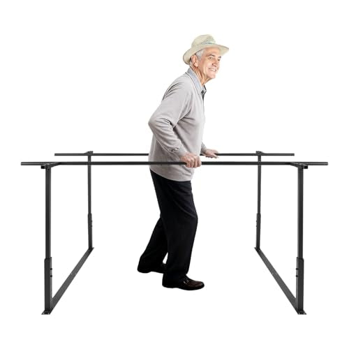 Physical Therapy Parallel Bars - 7FT/213cm Walking Assist Bars with Adjustable Height and Width, Home Gym Parallel Bars Workout Dip Stnads for Strength Training Fitness - color: Black